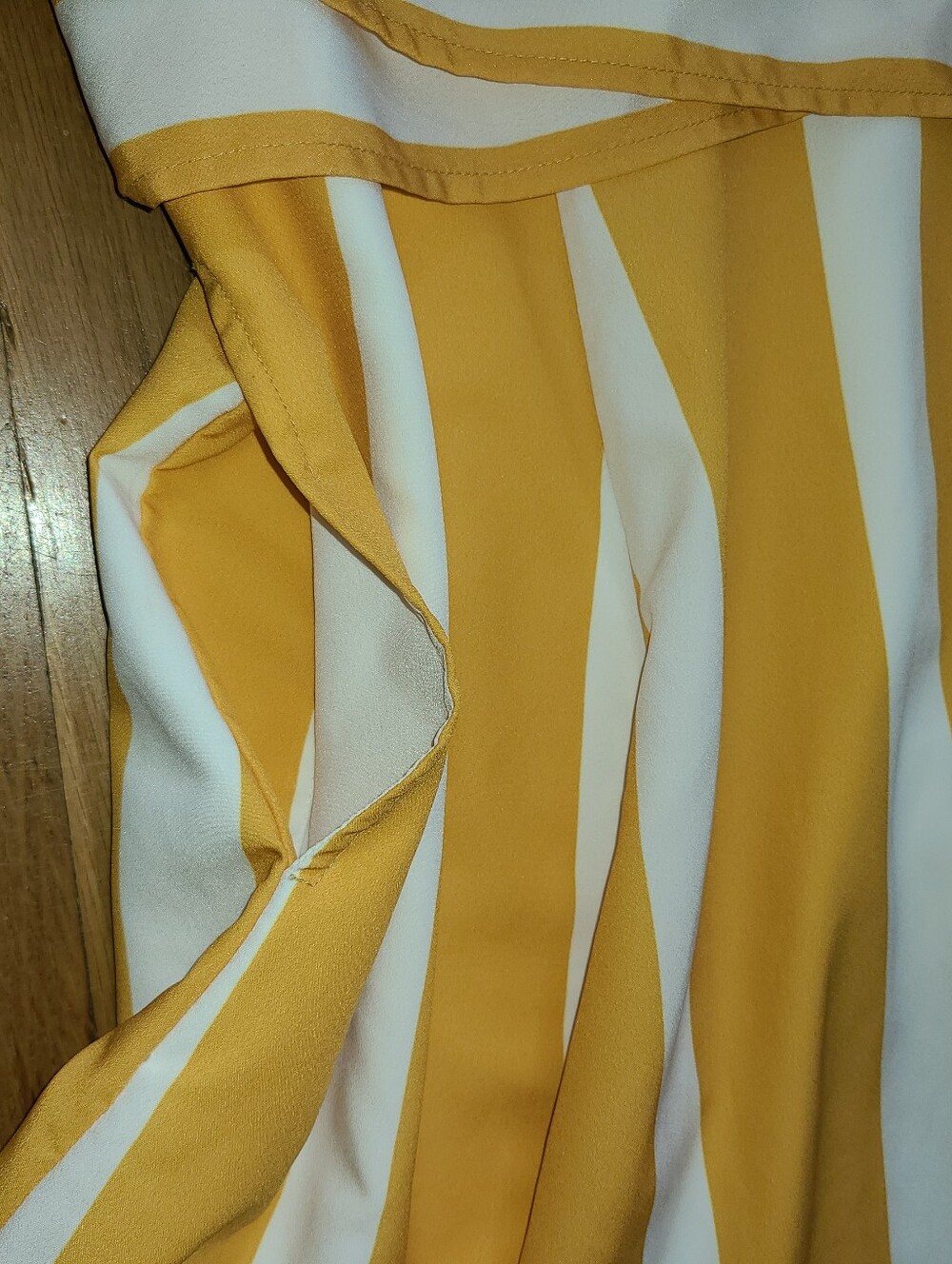 Zapelle Yellow & White Chevron Fit-and-Flare Dress Size XL-16 - Picture 6 of 6